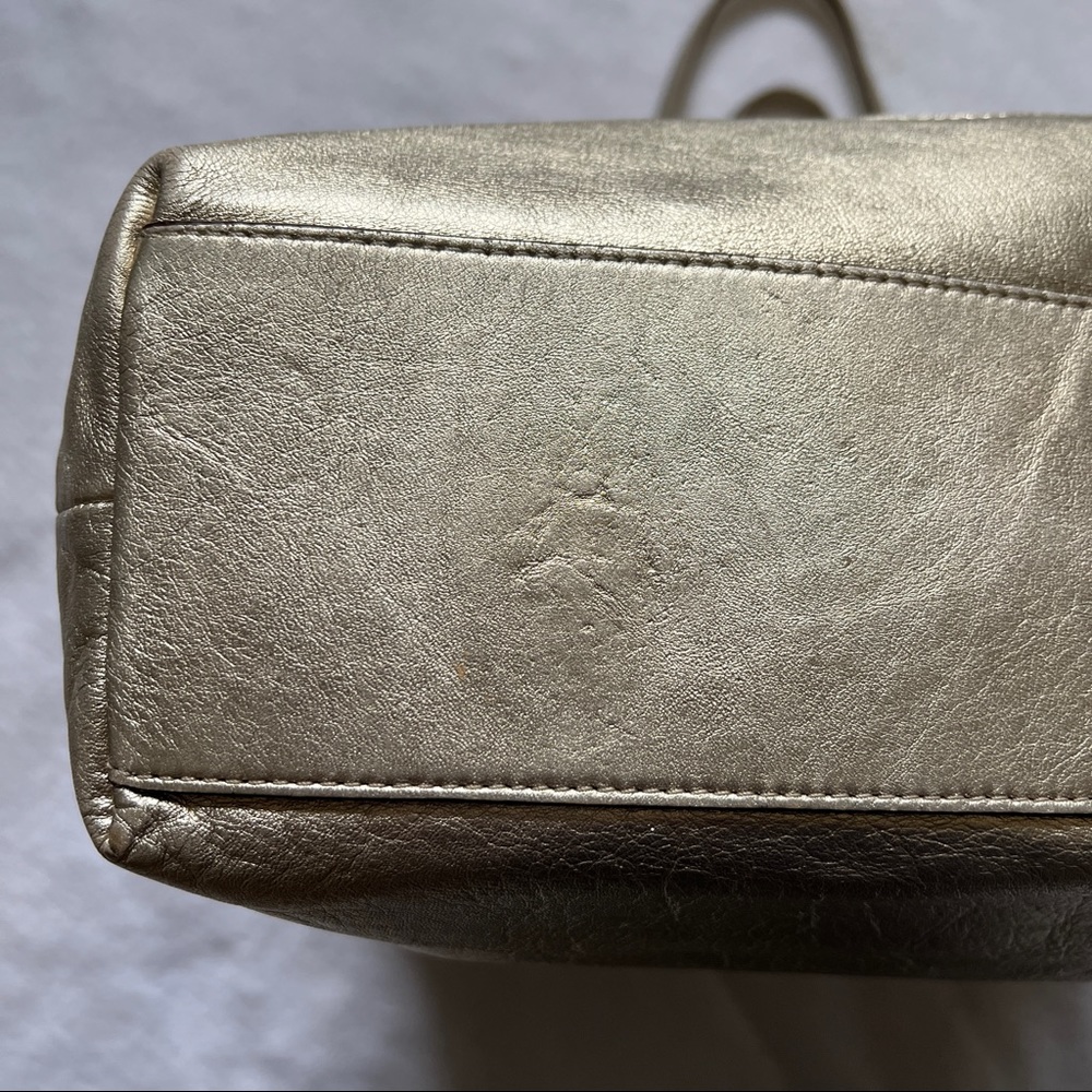Coach Gold Leather Laura Embossed C Tote Bag - Picture 13 of 15